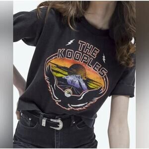 The Kooples Paris Black Crop Graphic Tee Size 2  Medium